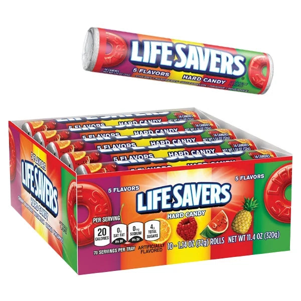 LifeSavers Rolls - 5 Flavors - 20ct Display Box - Grocer wholesale
