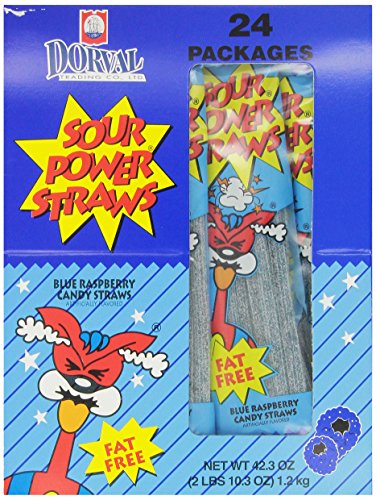 Sour Power Blue Raspberry Candy Straws - 1.75-oz. Pack - Grocer wholesale