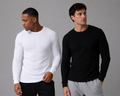 Waffle knit thermal tops in white and black, wholesale heavyweight thermal shirts